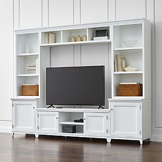 Harrison 6-Piece White Entertainment Center/Open Bookcases