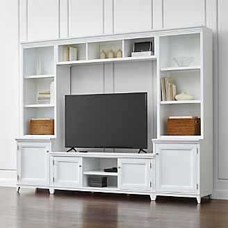 Harrison 6-Piece White Entertainment Center/Open Bookcases