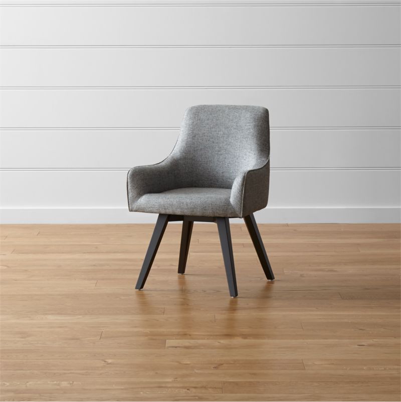 Harvey Black Swivel Armchair | Crate and Barrel