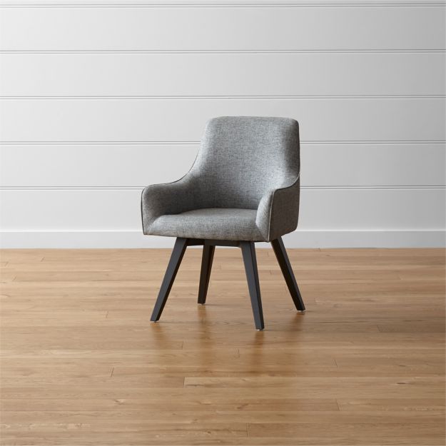 Harvey Black Swivel Armchair + Reviews Crate and Barrel