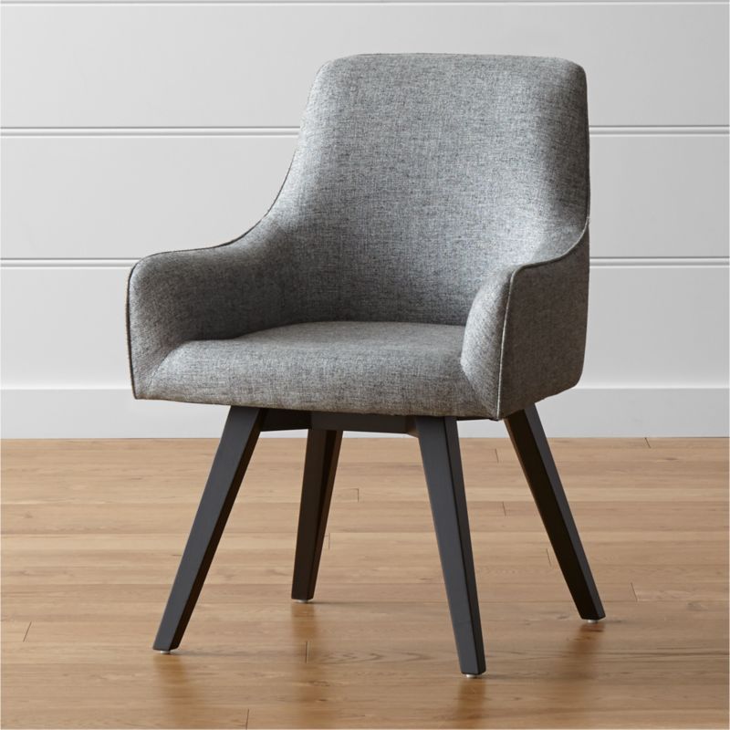 Harvey Black Swivel Chair | Crate and Barrel