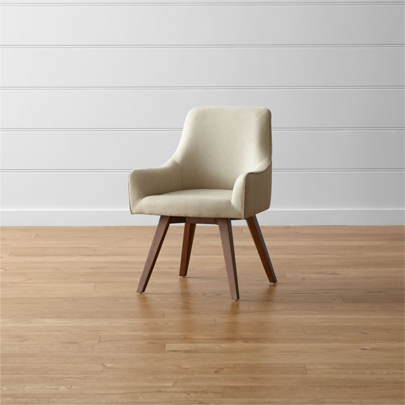 Harvey Natural Swivel Armchair | Crate and Barrel