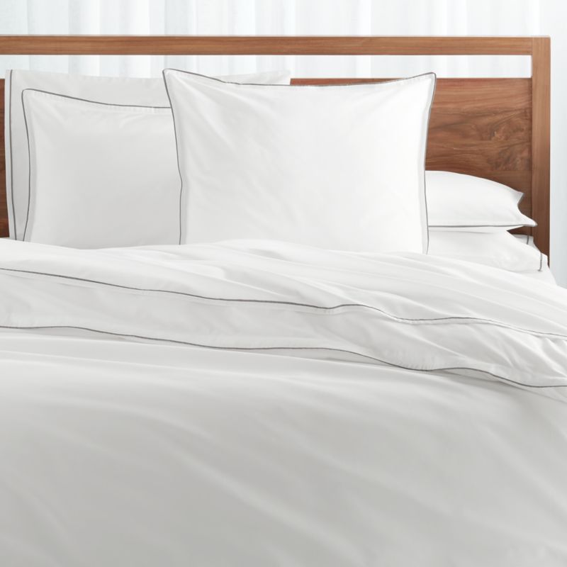 Haven Grey Percale Duvet Covers And Pillow Shams Crate And Barrel