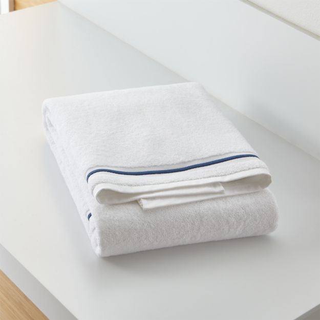 Haven 700Gram Organic Blue Bath Towel + Reviews Crate and Barrel