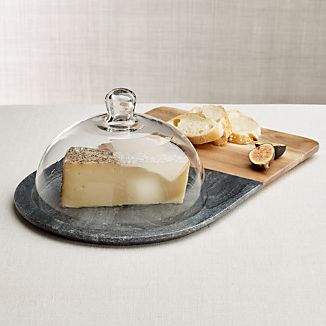 Cheese Domes Crate And Barrel Hayes Marble And Wood Serving Board With Gl Dome