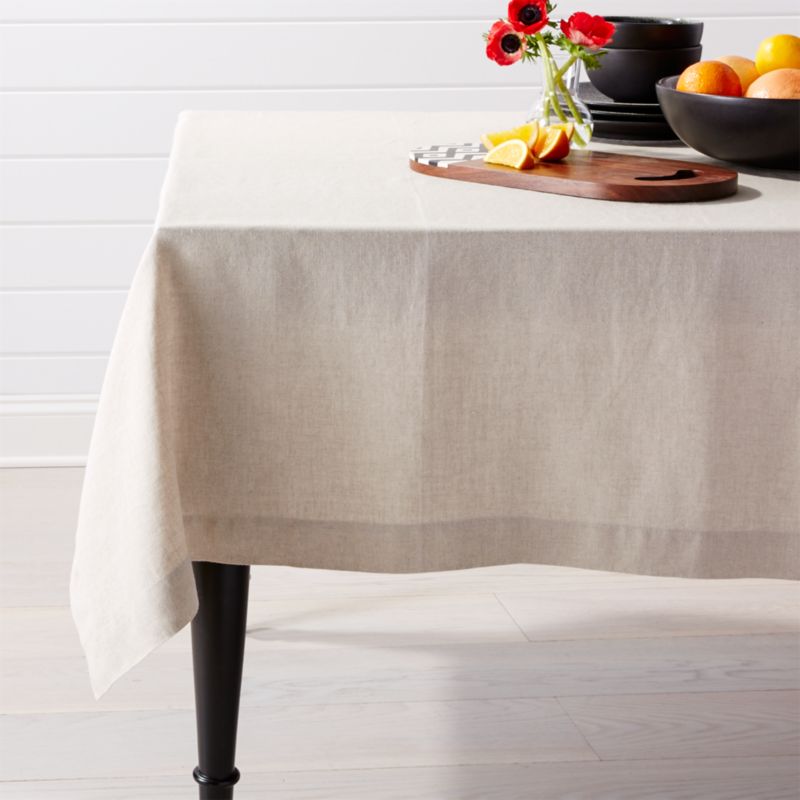 Helena Dark Natural Linen Tablecloth Crate and Barrel