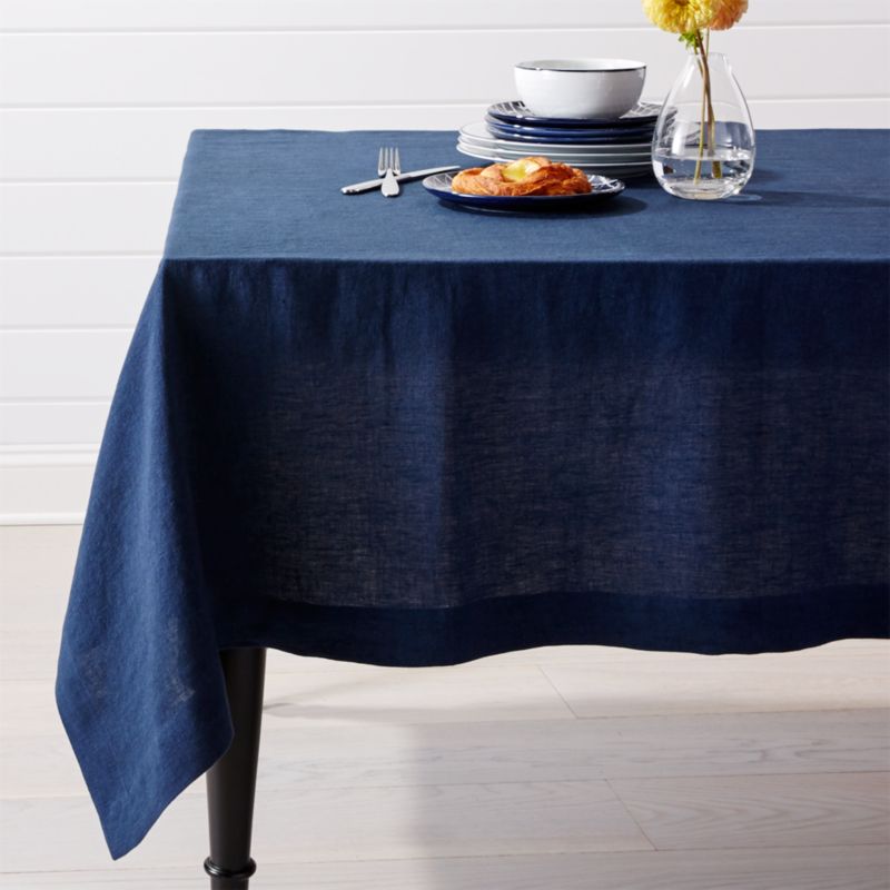 blue linen tablecloth