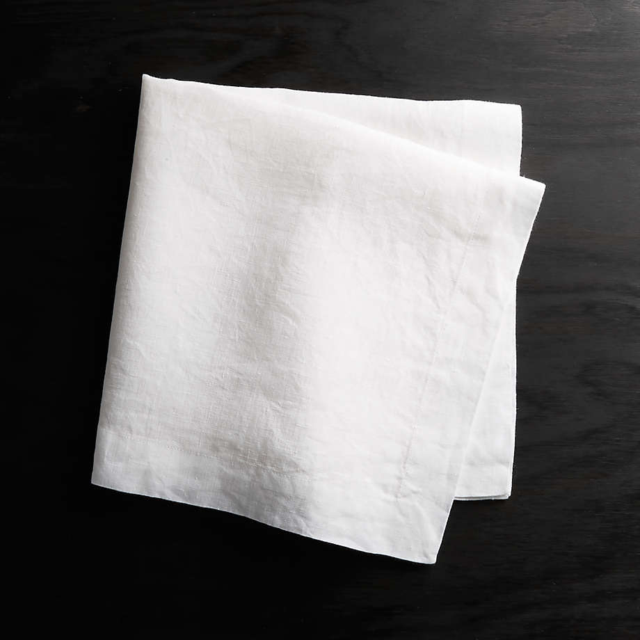 Helena White Linen Napkin + Reviews | Crate and Barrel