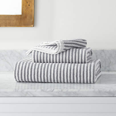 black and grey towels