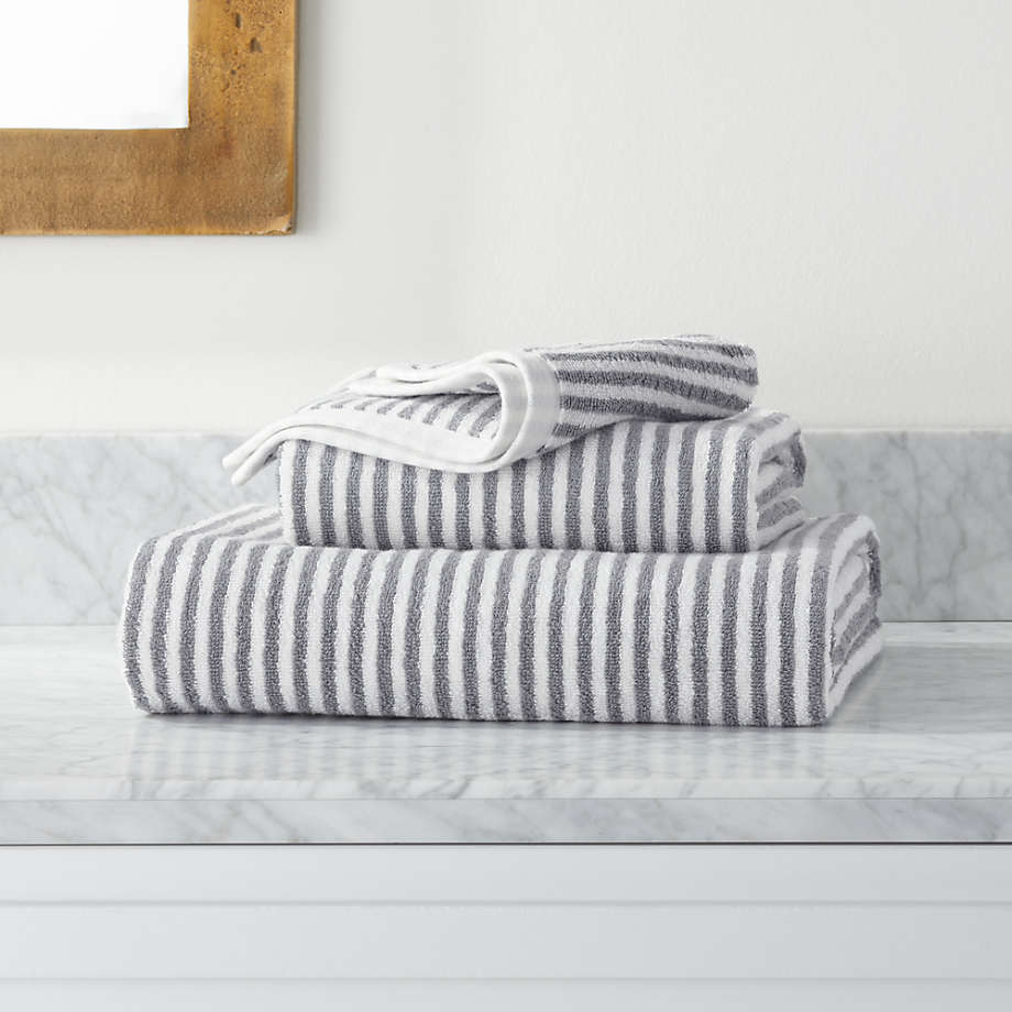 black white striped towels