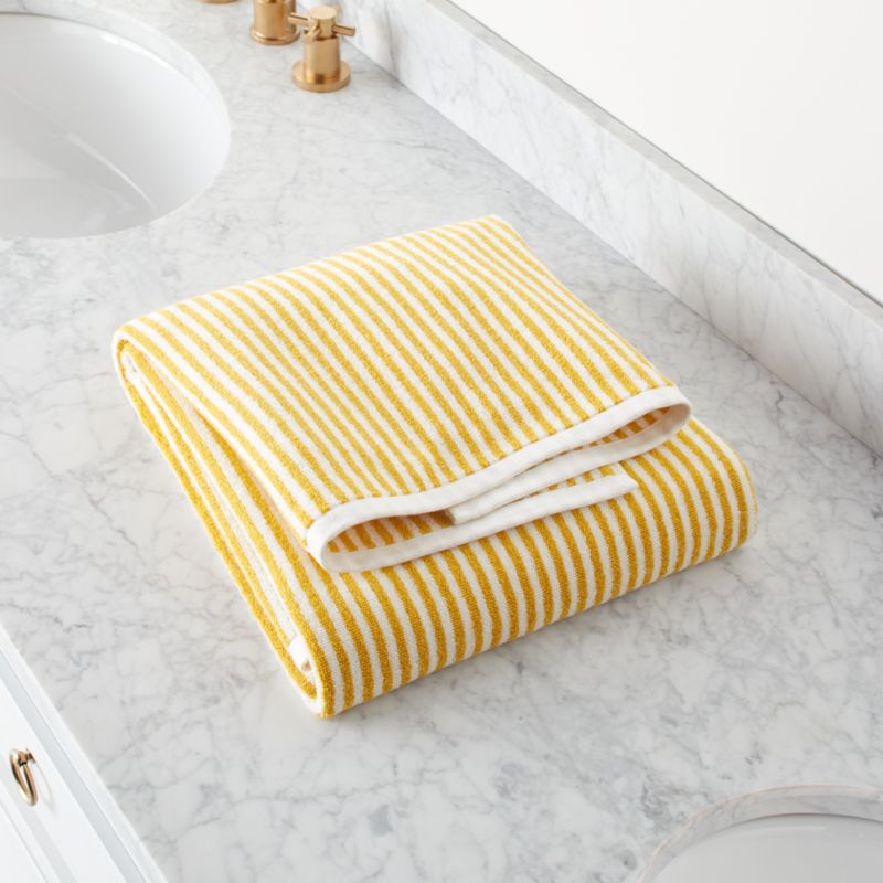 yellow striped bath towels