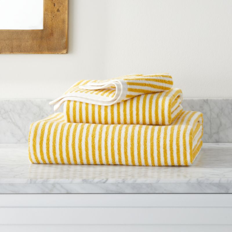 yellow striped bath towels