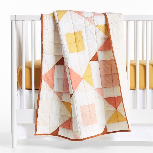 Heritage Pink Organic Cotton Baby Crib Quilt
