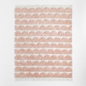Hi/Low Scallop Elegant Pink Flatweave Kids Performance Area Rug 5'x8'