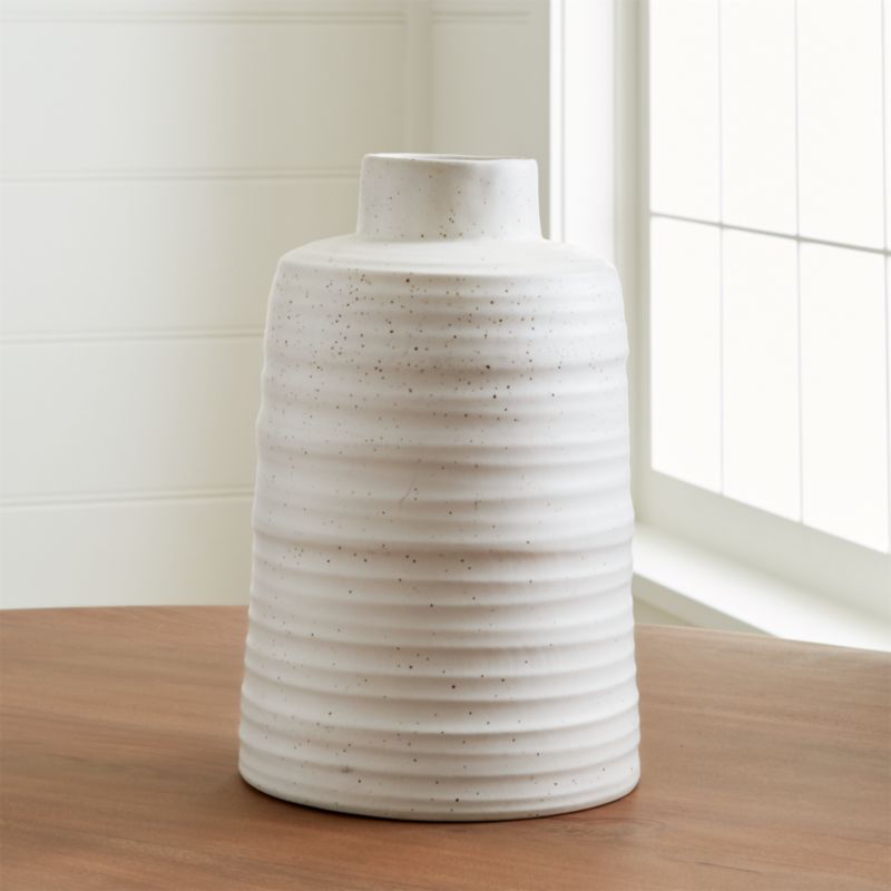 Shop Holden White Ribbed Vase + Reviews | Crate and Barrel from Crate and Barrel on Openhaus