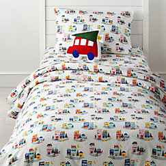 Organic Holiday City Flannel Duvet Cover Crate And Barrel