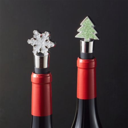 Holiday Shimmer Bottle Stoppers Set Of 2 Reviews Crate And Barrel