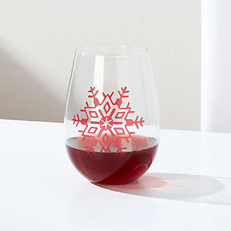 Holiday Snowflake Stemless Wine Glass