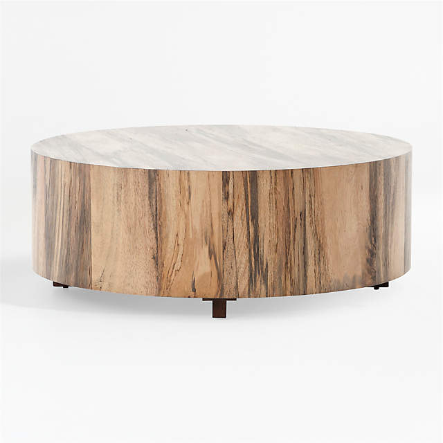 Dillon Spalted Primavera Round Wood Coffee Table Reviews Crate And Barrel Canada - Round Tray For Coffee Table Canada