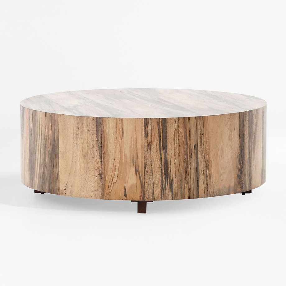 Dillon Spalted Primavera Round Wood Coffee Table + Reviews Crate and