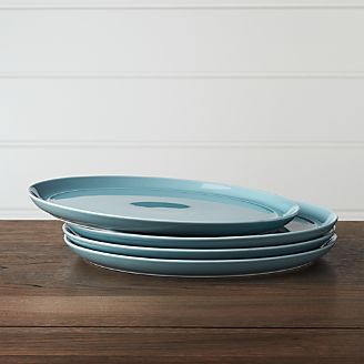 Dinner Plates Square Oval Rectangular Round Crate And Barrel Set Of 4 Hue Blue Dinner Plates