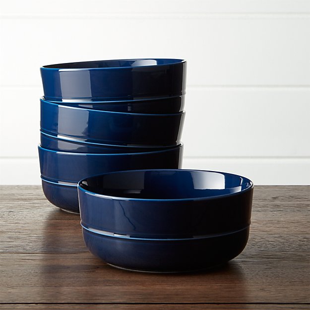 Hue Navy Blue Bowls Set of Four | Crate and Barrel