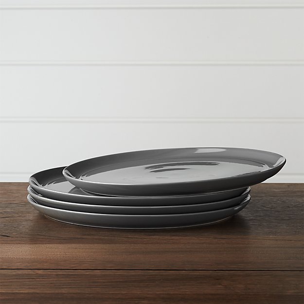 Set of 4 Hue Dark Grey Dinner Plates Crate and Barrel