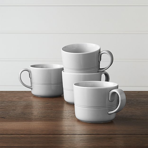 Hue Light Grey Mugs, Set of 4 Crate and Barrel