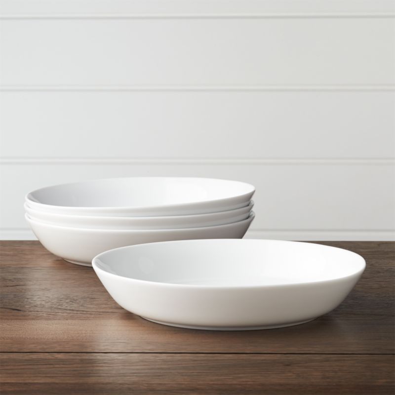 Set of 4 Hue White Low Bowls + Reviews Crate and Barrel