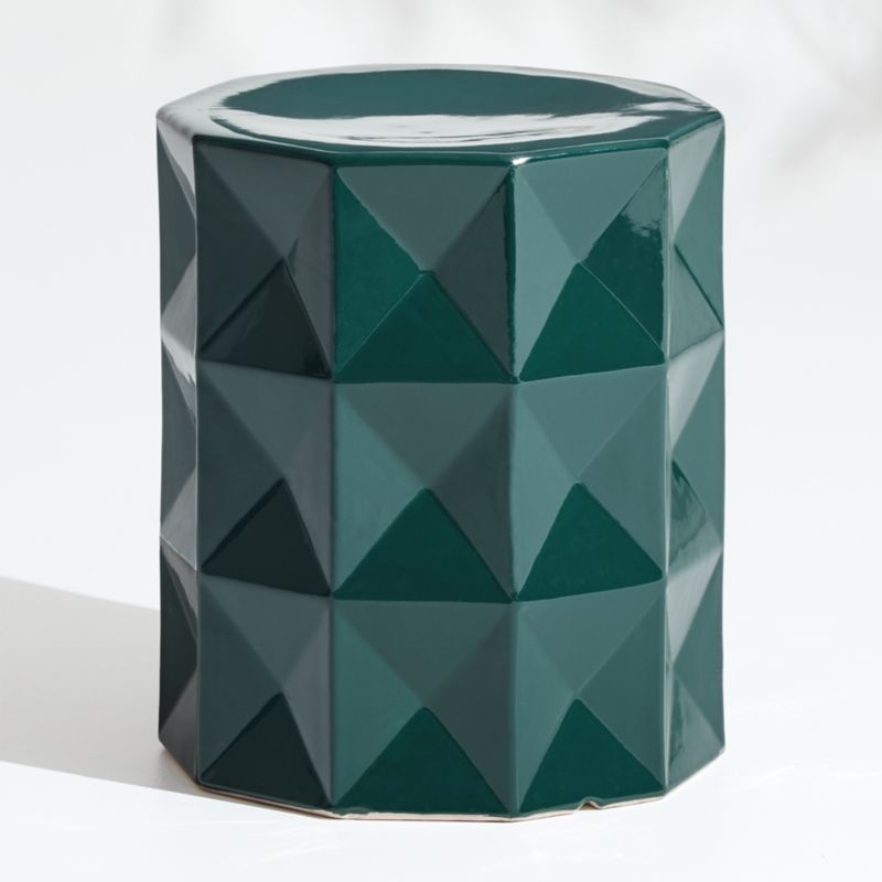 Hunter Green Faceted Garden Stool End Table Crate And Barrel