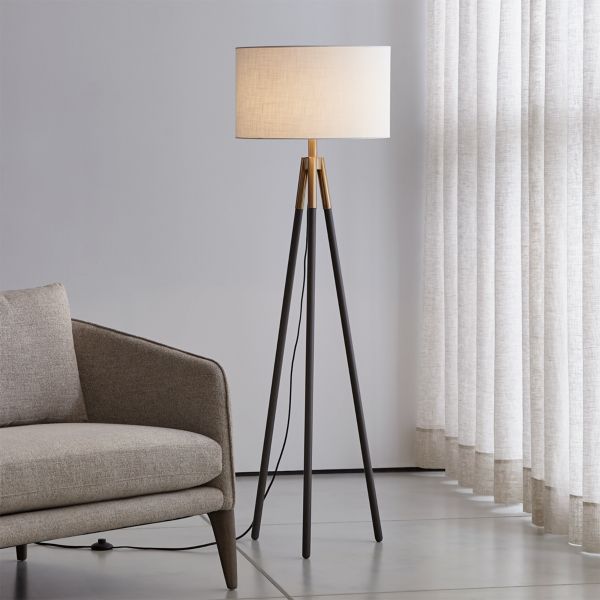 Hyde Brass and Bronze Metal Tripod Floor Lamp 61.5