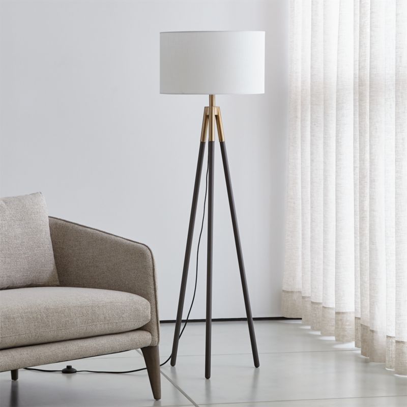 gray tripod floor lamp