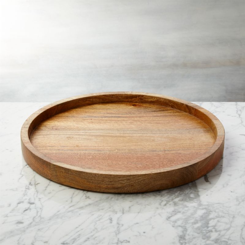 round wooden tray