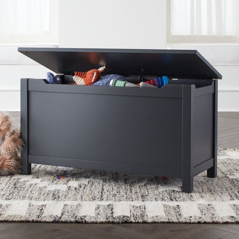 black wooden toy box