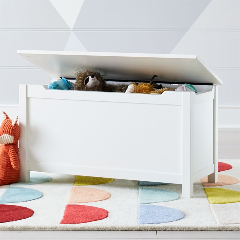 white wooden toy box chest