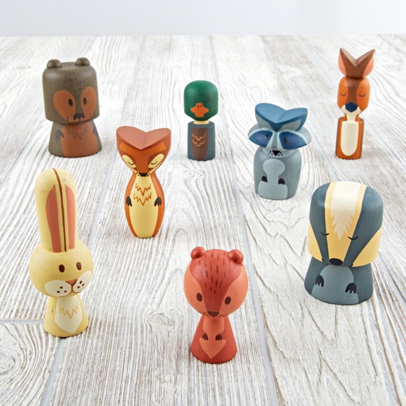 wooden forest animals