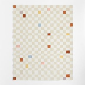 Image of Imperfect Checkerboard Multicolor Wool Kids Area Rug 5'x8'