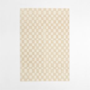 Imperfect Checkerboard Wool Calm Beige Kids Area Rug 8'x10'