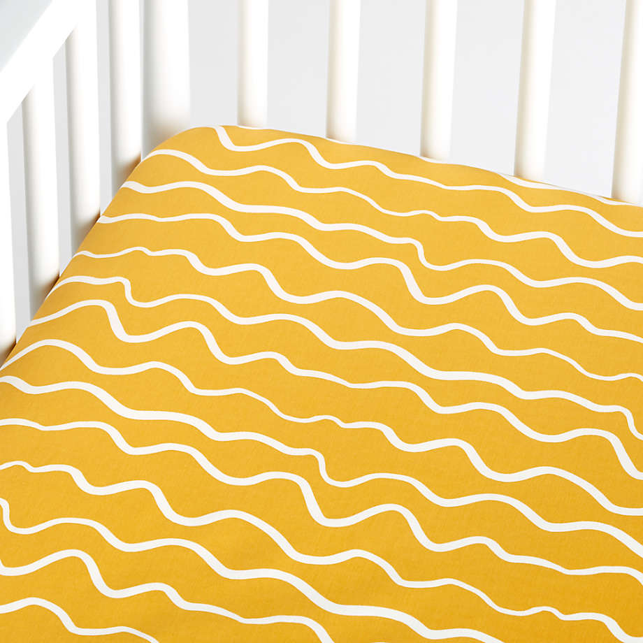 Organic Imperfect Stripe Crib Fitted Yellow Sheet Set Crate and