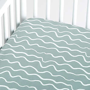 blue stripe crib sheet