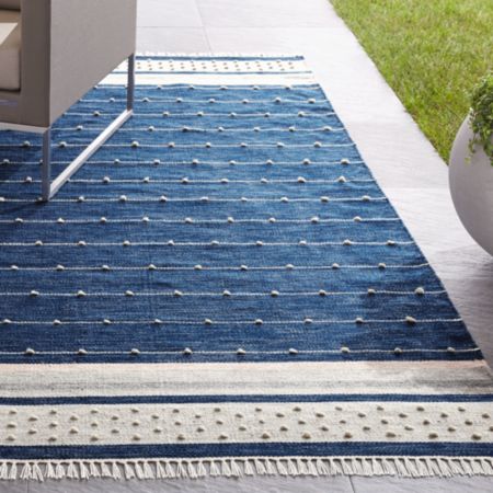 Inavi Indoor Outdoor Blue Fringe Rug Crate And Barrel Canada