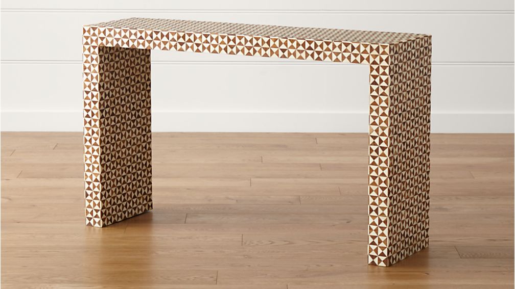 intarsia natural console table
