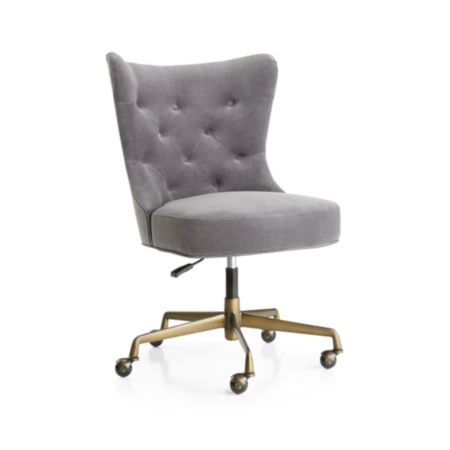 Isla Grey Velvet Office Chair Reviews Crate And Barrel