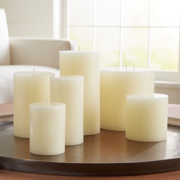 Ivory Pillar Candles Crate and Barrel
