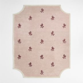 Image of 12th Street Floral Cut-Out Edges Wool and Tencel Kids Area Rug 6'x9' by Jeremiah Brent