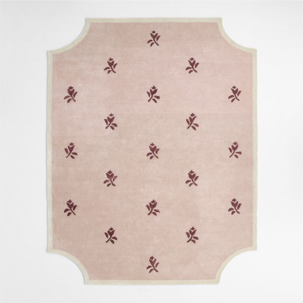 12th Street Floral Cut-Out Edges Wool and Tencel Kids Area Rug 8'x10' by Jeremiah Brent