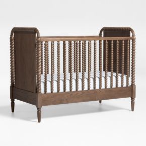 Image of Jenny Lind Heirloom Deep Brown Wood Convertible Baby Crib with Toddler Bed Rail