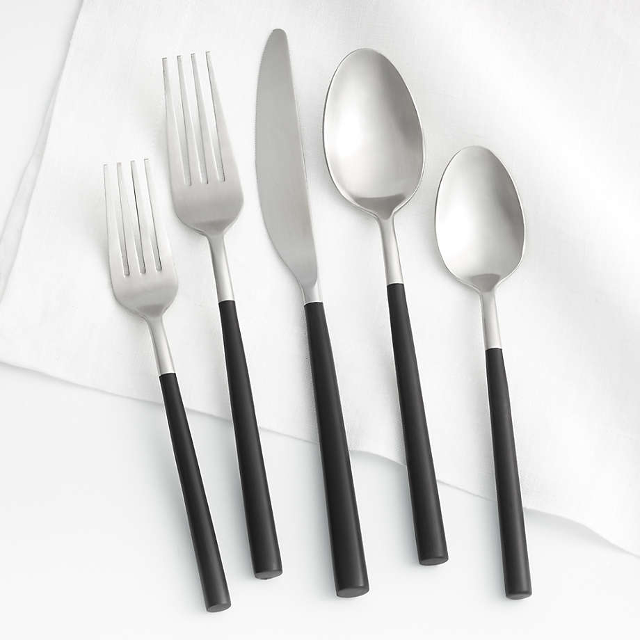Jace 20Piece Black Handle Flatware Set + Reviews Crate and Barrel