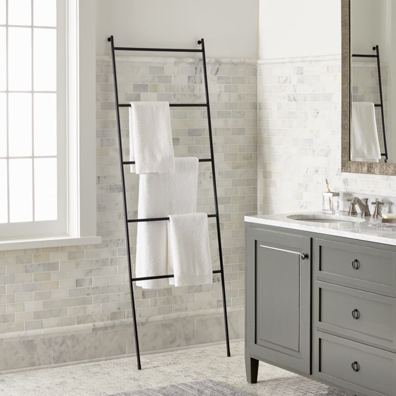 towel ladder jackson crate rack bathroom crateandbarrel barrel racks towels storage iron canada