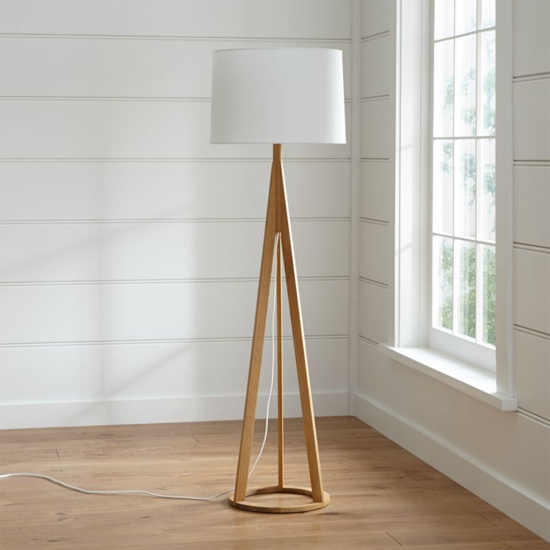 grey wood floor lamp